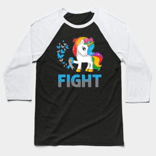 Fight Diabetes Awareness Unicorn Baseball T-Shirt